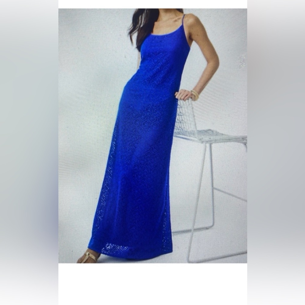 Lilly Pulitzer Avalon Maxi Dress Baha Blue Beach Bungalow Lace NWT Sz XXL $228.